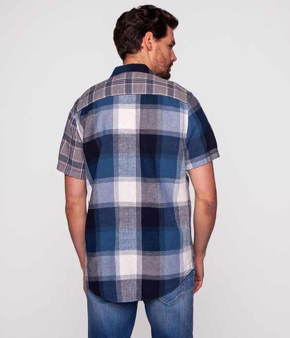 Koszula męska regular w kratę COLEN2 8225 BLUE