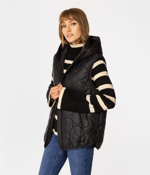 Kamizelka damska oversize z kapturem IDA 8912 BLACK