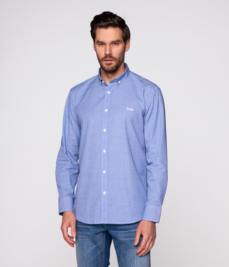Koszula męska slim z mikroprintem RUFUS 2108 BLUE