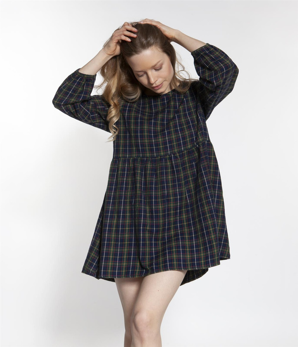 Sukienka w kratkę LAUREN 6100 NAVY