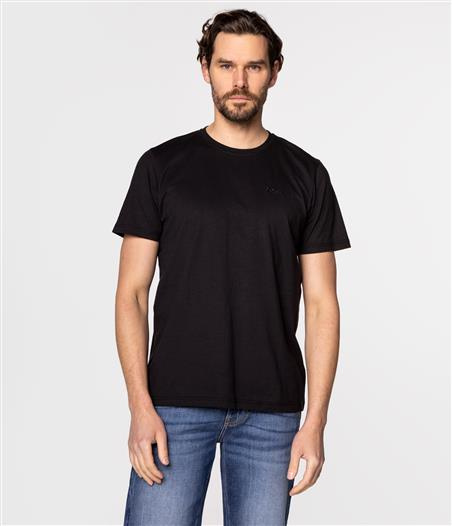 T-shirt z małym haftowanym logo OBUTCH 0875 BLACK