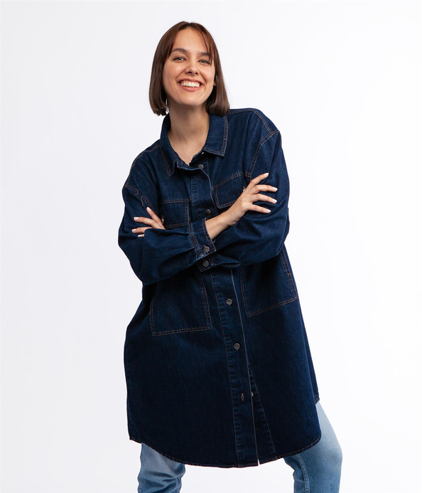 Koszulowa kurtka jeansowa LIZA 0004 STONE