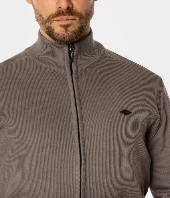 Rozpinany sweter męski ze stójką FARO 4380 DECEMBER SKY