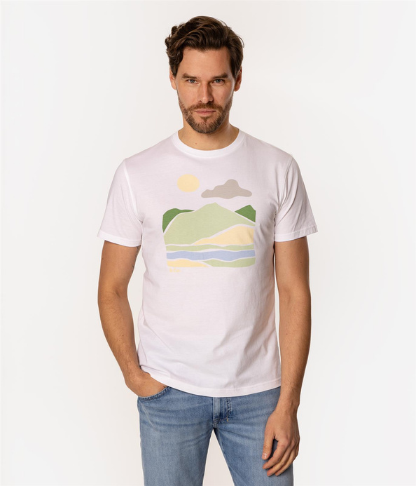 T-shirt męski z nadrukiem LANDSCAPE 1145 WHITE