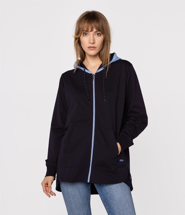 Rozpinana bluza damska z kapturem ELIA 4508 NAVY
