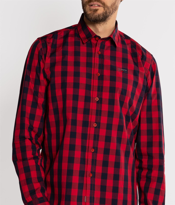 Koszula regular w kratę REY KZ72 RED