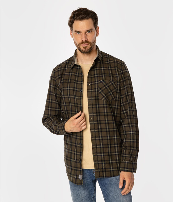 Koszula męska regular w kratę SCOTT 5317 SPAGNUM