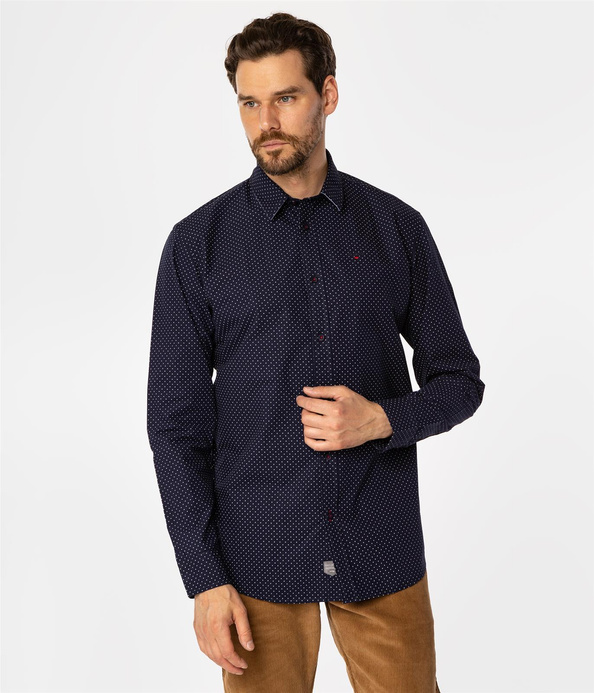 Koszula regular z mikroprintem REY 52MP NAVY