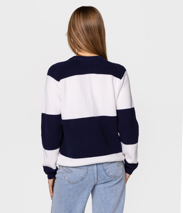 Bawełniany sweter damski z okrągłym dekoltem GERDA 4804 MEDIEVAL BLUE