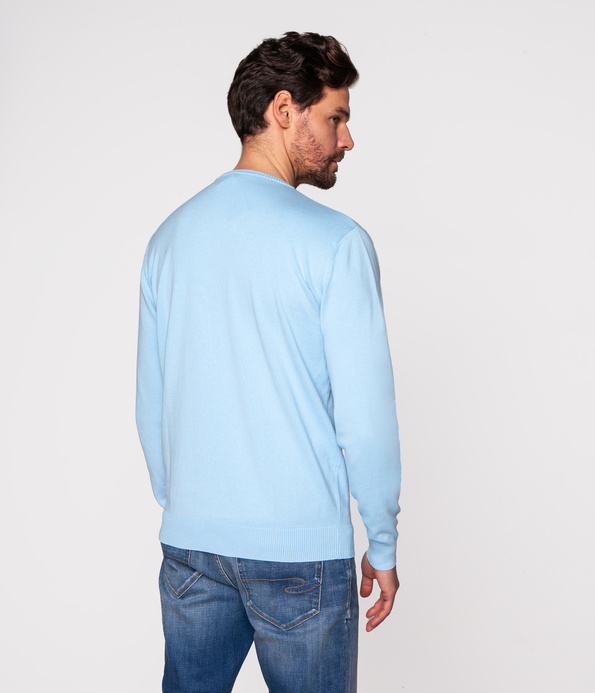 Sweter męski z bawełny organicznej ADAM ORGANIC SKY BLUE