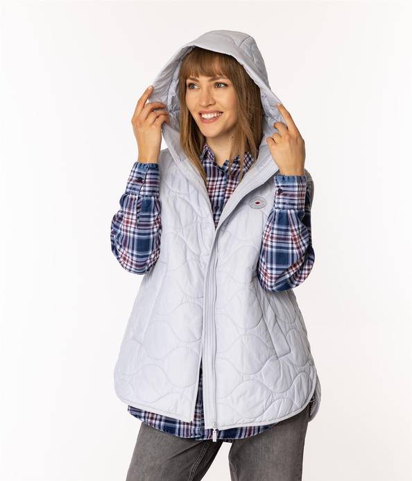 Kamizelka damska oversize z kapturem IDA 8912 NIMBUS CLOUD