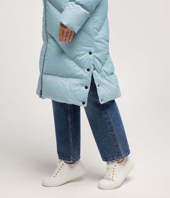 Puchowa kurtka do kolan LENA 7030 MILKY BLUE