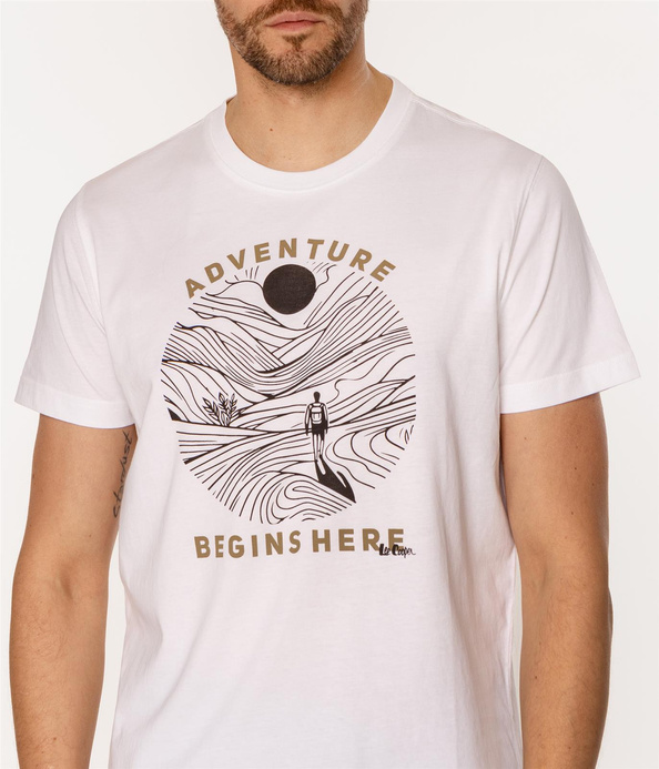T-shirt męski z nadrukiem ADVENTURE 1145 WHITE