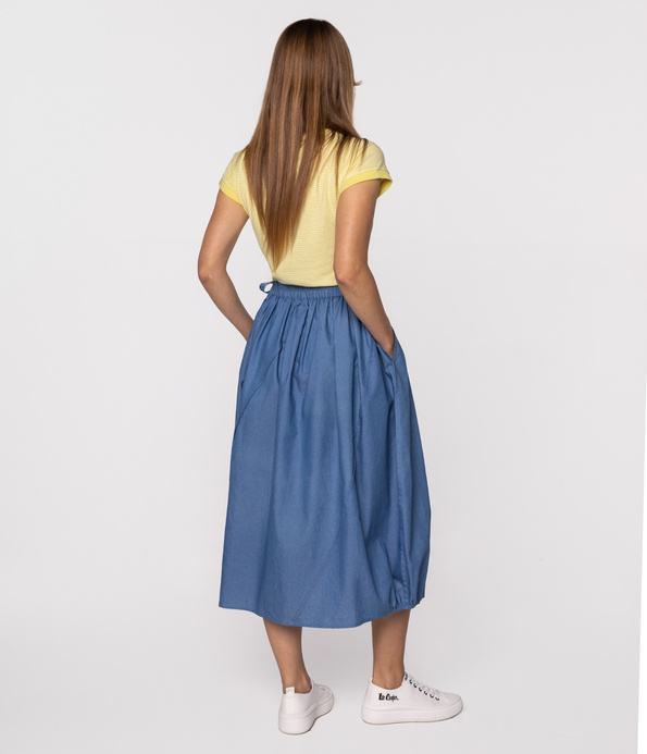 Swobodna spódnica z wiązaniem w pasie NERA 0812 LIGHT STONE