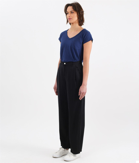 Luźne spodnie z lyocellu LUIDIA 8124 BLACK