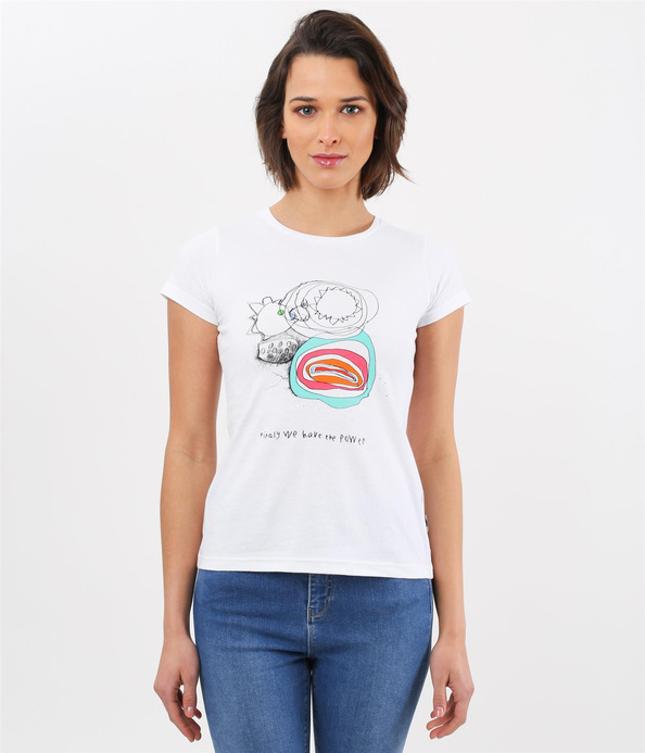Dopasowany t-shirt z nadrukiem POWER 1010 WHITE