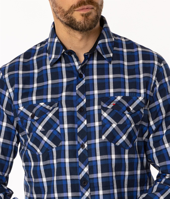 Koszula meska slim w kratę MALT 13KZ BLUE