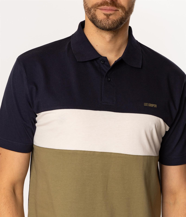 Koszulka polo męska w paski TIL 5015 COVERT GREEN