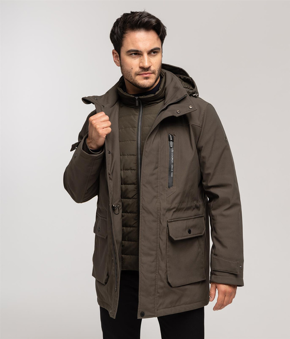 Płaszcz z kapturem i podpinką APOLLO 3808 KHAKI