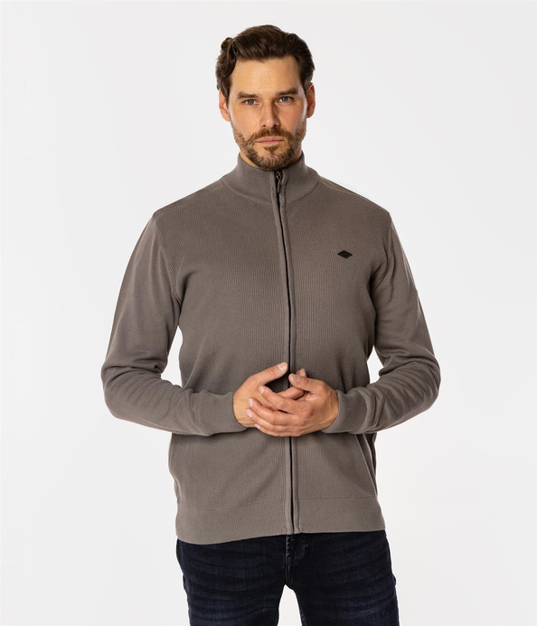 Rozpinany sweter męski ze stójką FARO 4380 DECEMBER SKY