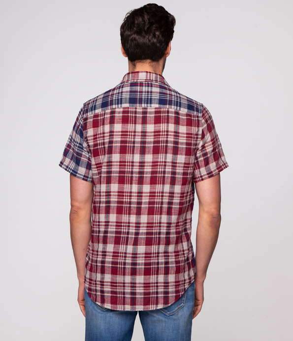Koszula męska regular w kratę COREST2 8223 DARK RED