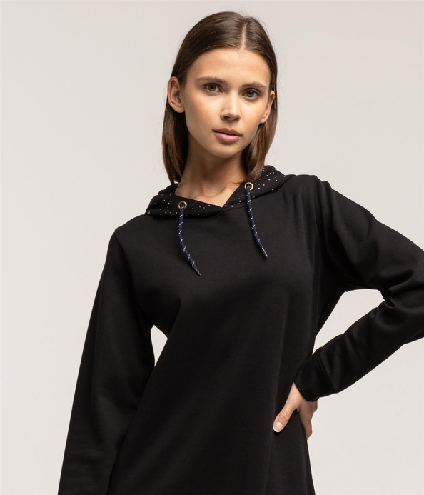 Sukienka midi z kapturem NEL 5534 BLACK