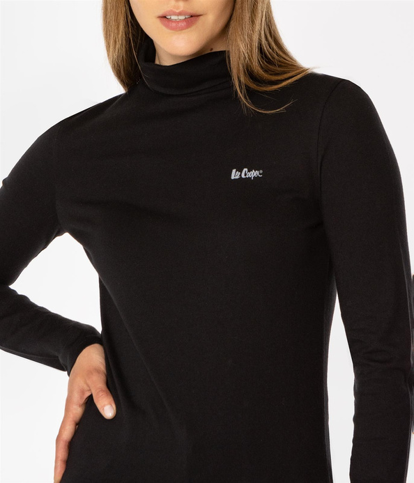 Longsleeve damski z golfem HOPE 6040 BLACK