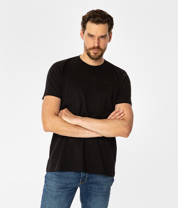 T-shirt z małym haftowanym logo OBUTCH 0875 BLACK