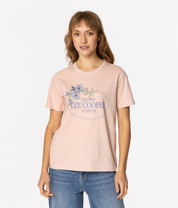 T-shirt damski z nadrukiem BLUE FLOWERS 1160 PEACH WHIP
