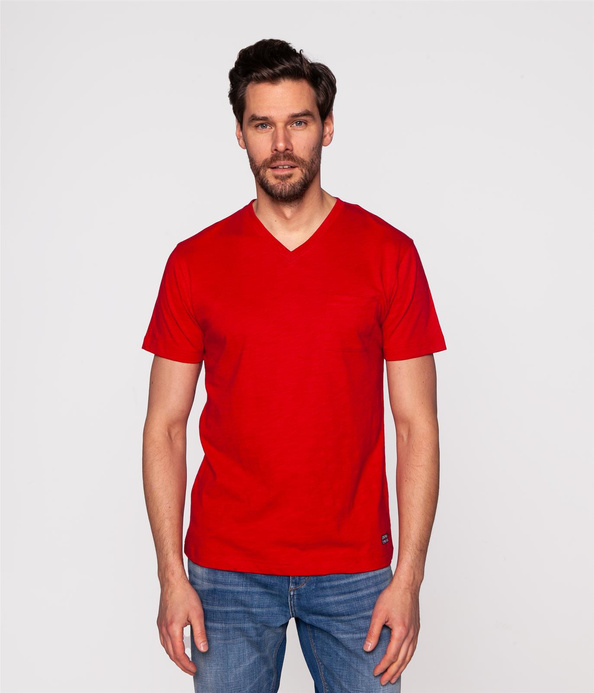 T-shirt slim z dekoltem w serek TOBY 1560 RED