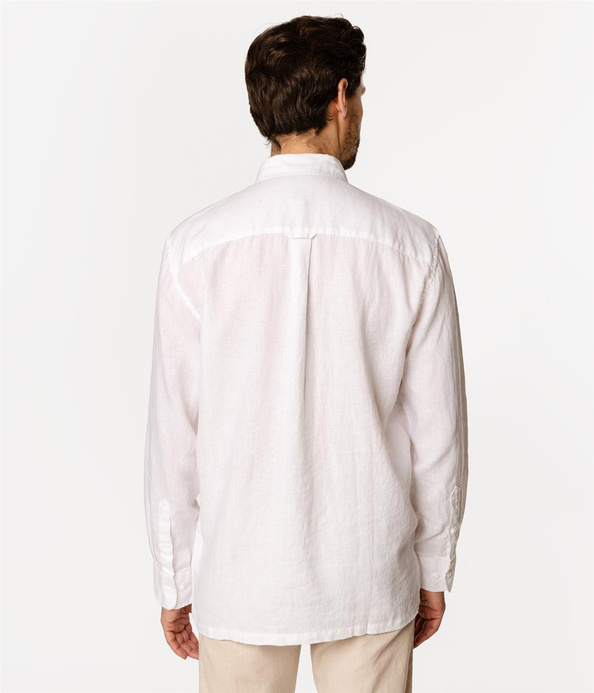 Lniana koszula męska comfort z długim rękawem RODOS 2020 WHITE