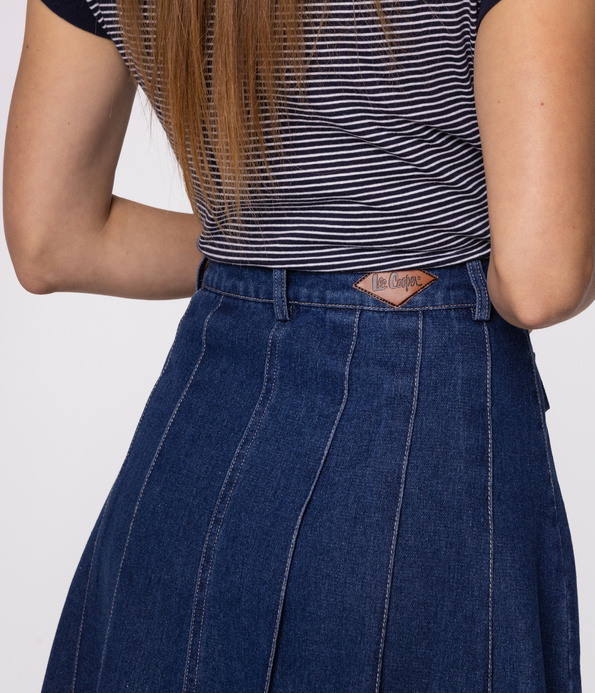 Jeansowa rozkloszowana spódnica przed kolana NADIA 3089 STONE