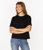 T-shirt damski z lnem CROPPED 8515 BLACK