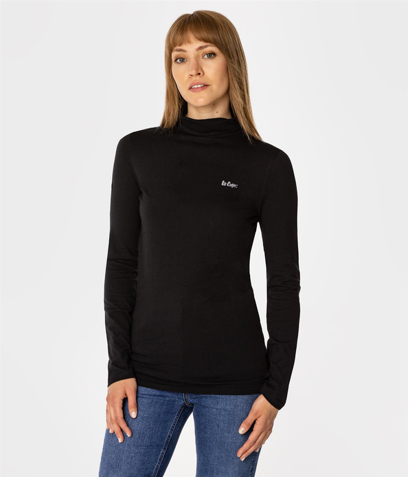 Longsleeve damski z golfem HOPE 6040 BLACK