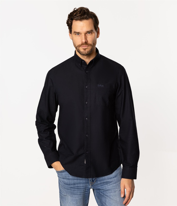 Bawełniana koszula męska regular z długim rękawem LARS OXFORD NAVY