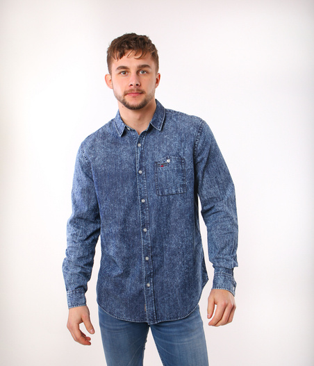 Jeansowa koszula męska regular w CARL 8001 INDIGO