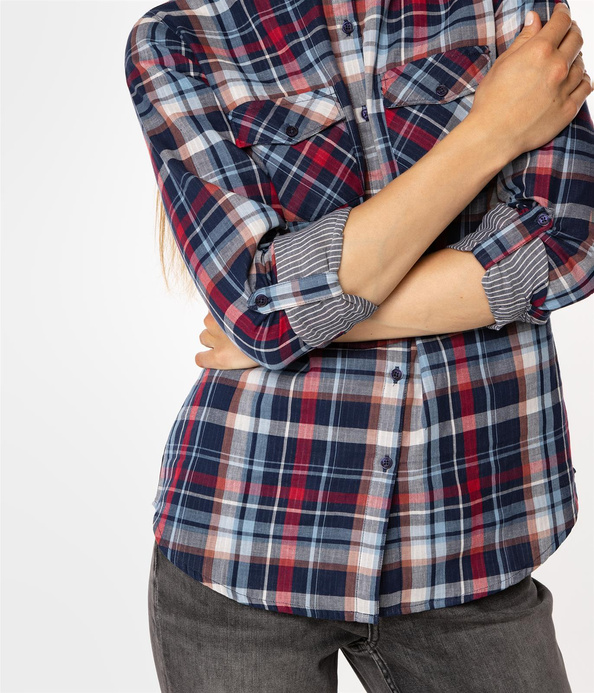 Koszula damska regular w kratę ZELDA 6194 NAVY