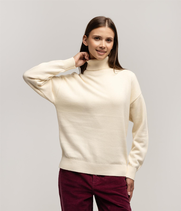 Bawełniany golf z kaszmirem ESTER 9505 ECRUE