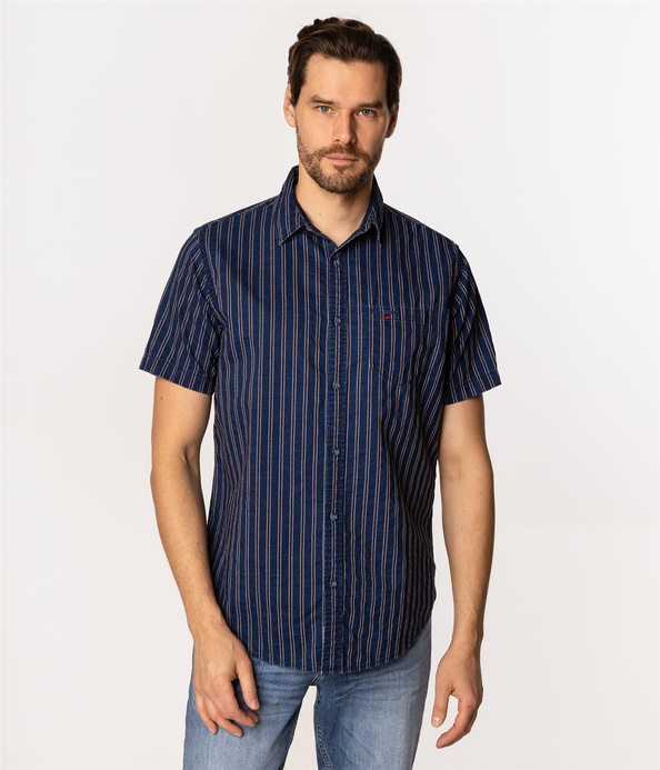 Koszula męska regular z krótkim rękawem WILL2 1121 DENIM INDIGO