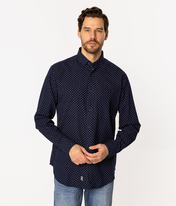 Koszula męska comfort z długim rękawem NEW TENBY ML63 NAVY