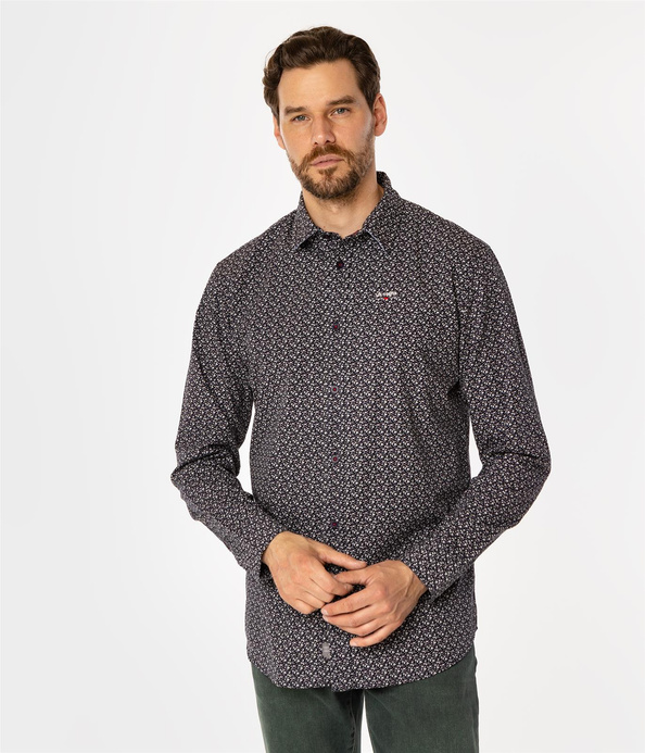 Koszula męska regular z nadrukiem REY 54MP NAVY