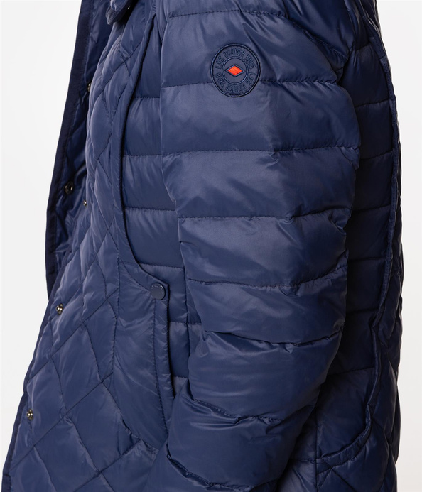 Pikowana puchowa kurtka damska z odpinanym kapturem PIKA2 8809 NAVY