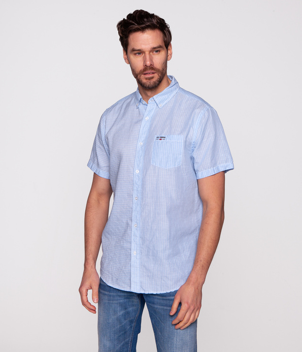 Koszula męska regular z lnem CHRISTIAN2 8008 SKY BLUE