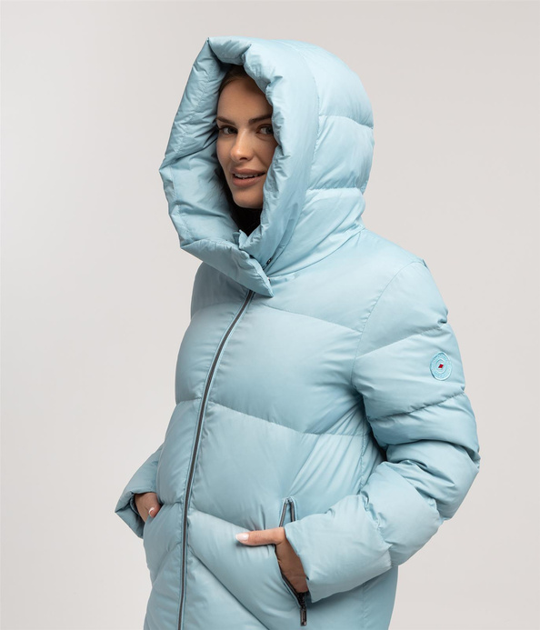 Puchowa kurtka do kolan LENA 7030 MILKY BLUE
