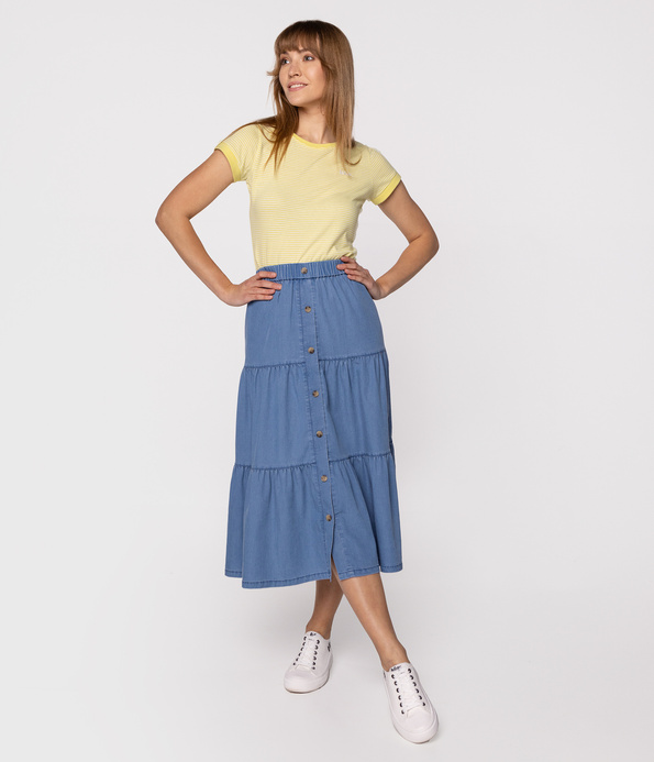 Swobodna spódnica z guzikami z przodu NAWA 0815 LIGHT STONE