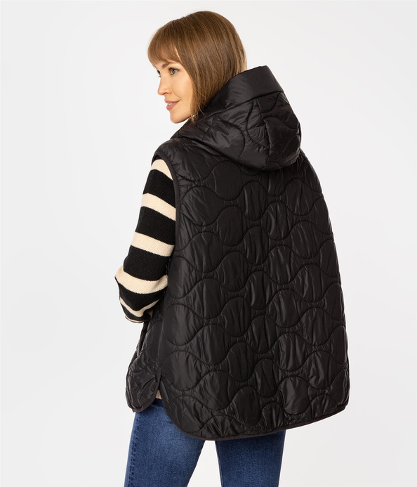 Kamizelka damska oversize z kapturem IDA 8912 BLACK