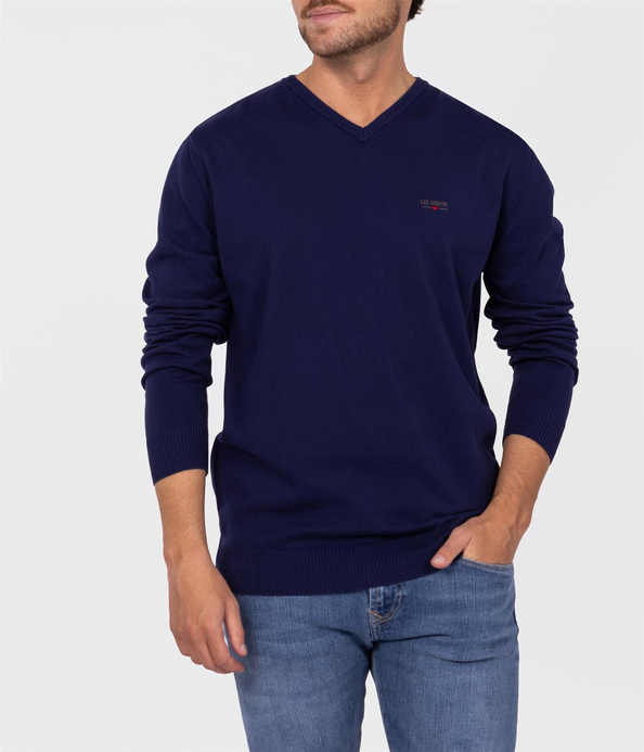Sweter męski z bawełny organicznej ADAM ORGANIC MEDIEVAL BLUE