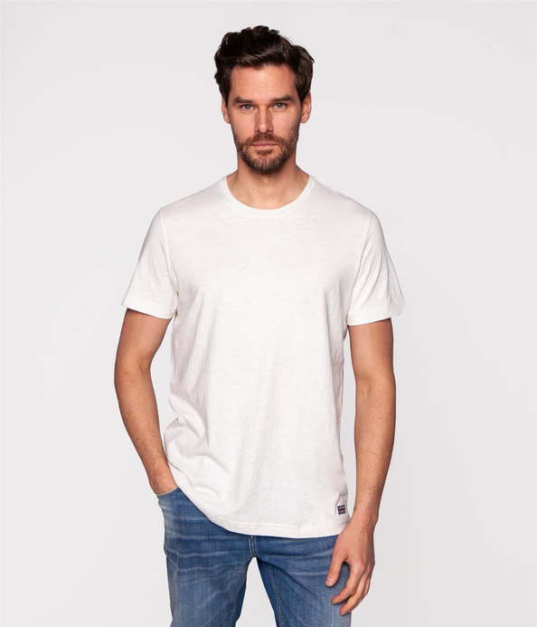 Melanżowy t-shirt z lnem TEO 4301 WHITE