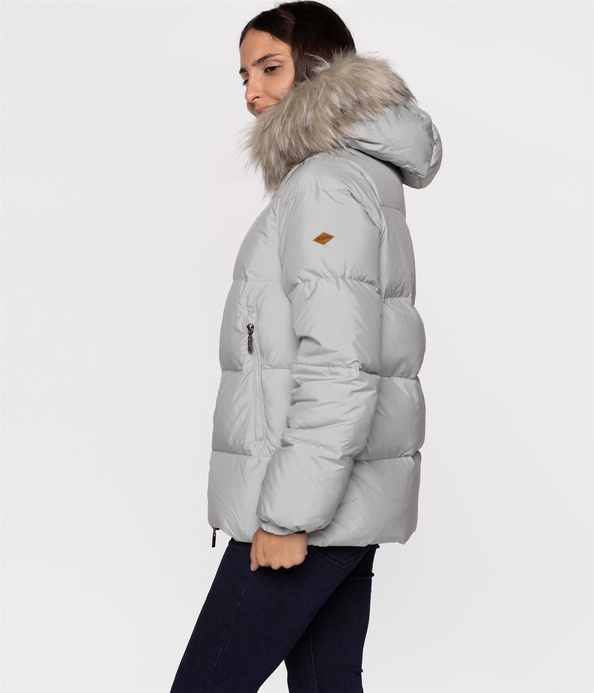 Puchowa kurtka z futrzastym kapturem LILA 2125 GREY