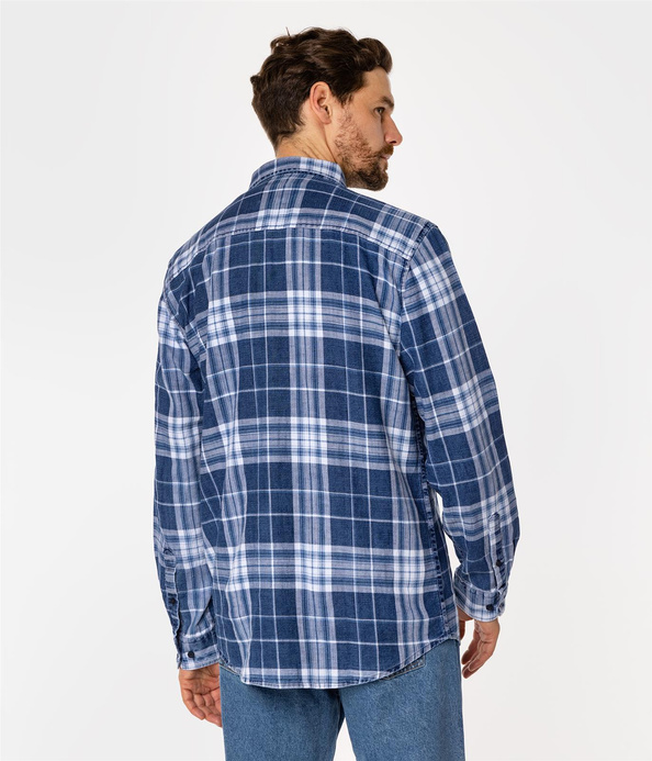 Koszula męska regular w kratę SCOTT 5735 NAVY INDIGO